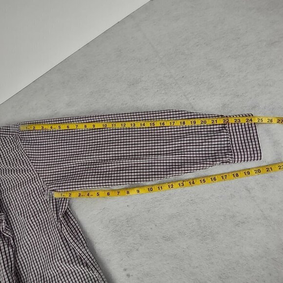 Croft & Barrow Cotton Blend Burgundy & White Checkered Button-Down Shirt. Size L - Picture 9 of 13